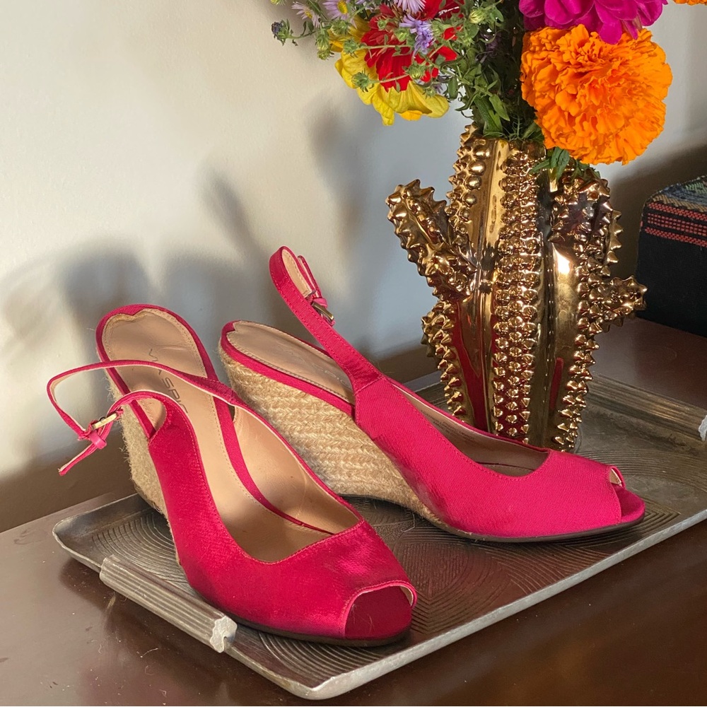 Via Spiga pink sling back espadrilles with a peep toe